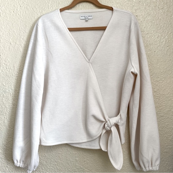 Madewell Tops - MADEWELL Texture & Thread Cream Wrap Top